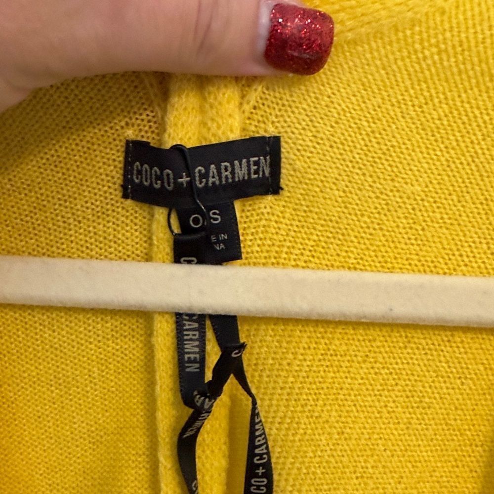 Coco + Carmen Yellow Ruana Wrap Poncho Open Front Cardigan NWT - Picture 2 of 4